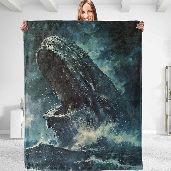 Majestic Whale Plush Throw Blanket - Soft, Comfy, Lightweight, Warm, and Fuzzy - Ideal Gift for Men and Boys - Perfect for Couch, Bedroom, Travel, Bed - 80x60 inches