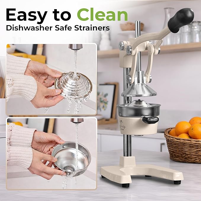 Zulay Kitchen Cast Iron Juicer - Heavy Duty Manual Juicer with Detachable Strainers for Easy Cleaning, Orange Juice Press for Citrus Fruits, Perfect for Bartenders, Juice Lovers & Health Enthusiasts