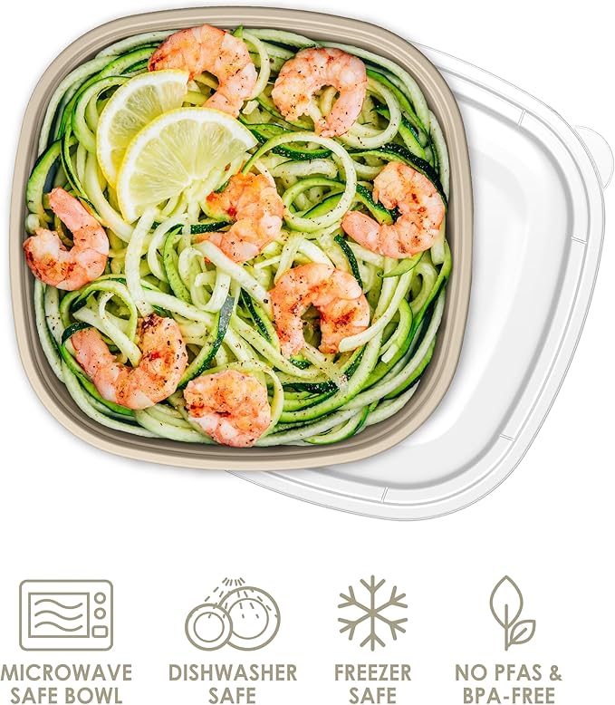 Bentgo Prep - 1-Compartment Bowls with Custom Fit Lids - Reusable, Microwaveable, Durable, PFAS & BPA-Free, Freezer and Dishwasher Safe Meal Prep Food Storage - 10 Bowls & 10 Lids (Champagne)