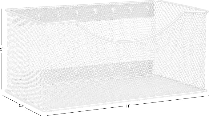 Ybmhome Wire Mesh Magnetic Storage Basket, Trash Caddy, Container, Desk Tray, Office Supply Organizer Silver for Refrigerator/Microwave Oven or Magnetic Surface in Kitchen or Office (4, Large (White))