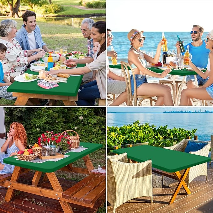 homing Rectangle Table Cloth Cover, Waterproof Polyester Elastic Fitted Tablecloth, Fits for 6 Foot Folding Tables, Washable Table Protector for Christmas, Holiday, Party (Hunter Green, 30" x 72")