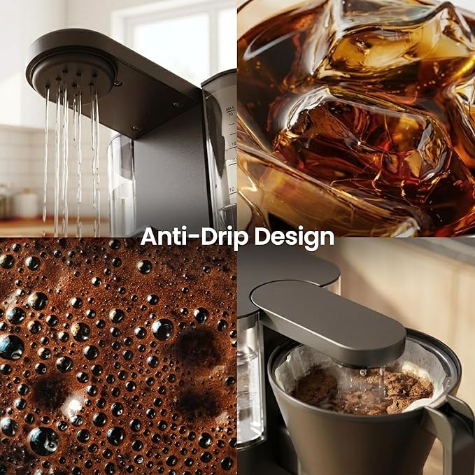 Kismile SCA-Certified 8 Cup Drip Coffee Maker, Pour Over Coffee Machine with 3s Instant Heat 197–205℉, Adjustable Flow Control, Removable Water Tank, Deep Cold Brew & 40 Min Keep Warm