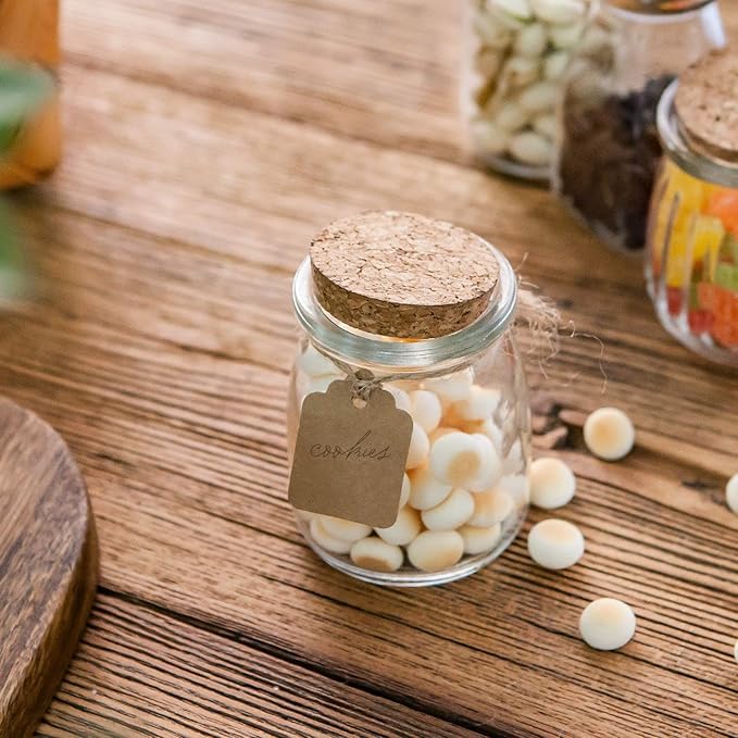 Glass Mini Yogurt Jars 40 Pack, 7 oz Favor Jars With Cork Lids, Pudding Containers, Mason Wedding Favors Honey Pot With Label Tags and String