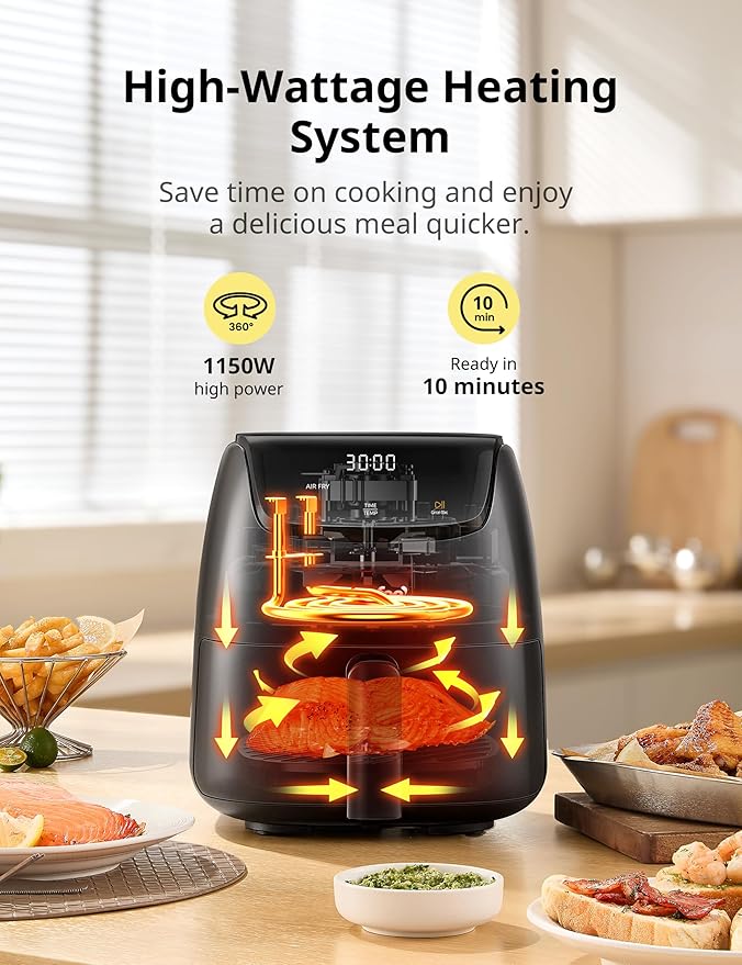 COMFEE' Small 2.1 Quart Digital Air Fryer, Compact Design for 1–2 People, Touch Screen Controls, 360-Degrees Hot Air Circulation, Ceramic Basket, and 4 Cooking Presets