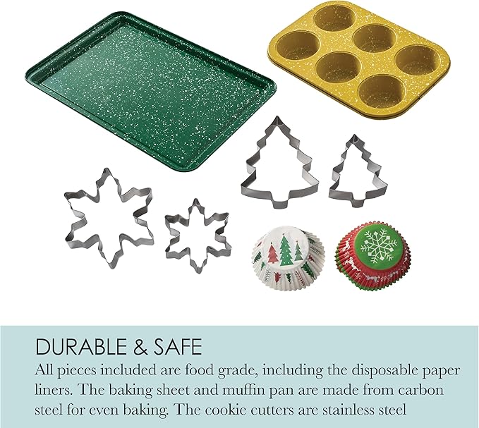 Chicago Metallic 78 Piece Holiday Baking Set, Perfect for Baking Holiday Cookies, Cupcakes, Muffins, and Much More