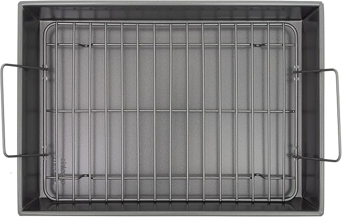Chicago Metallic Professional Non-Stick Roast Pan with Non-Stick Rack, 13-Inch-by-9-Inch