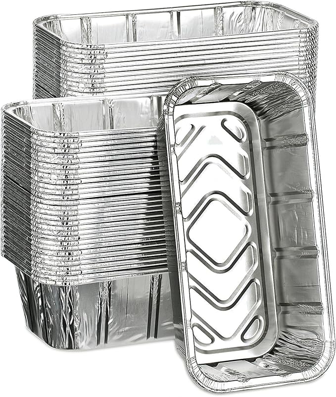 MOACOCK 50 Pack 2Lb Loaf Pans, 8.5" X 4.5" X 2.6" Foil Heavy Duty Disposable Aluminum Foil, Premium Bread Pans for Baking Homemade Cakes & Breads Holiday Treats Food Storage