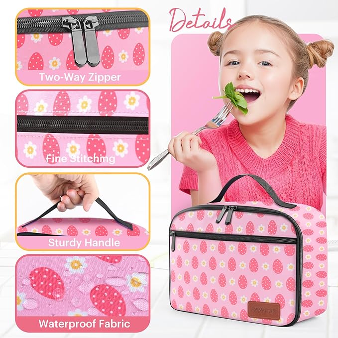 Lunch Box Kids, Insulated Lunch Bag for Women Men, Cooler Reusable Cute Lunch Containers for Boy & Girls, Adults Leak Proof Large Lunch Tote Bags for School, Work, Travel, Picnic Outdoor and Beach
