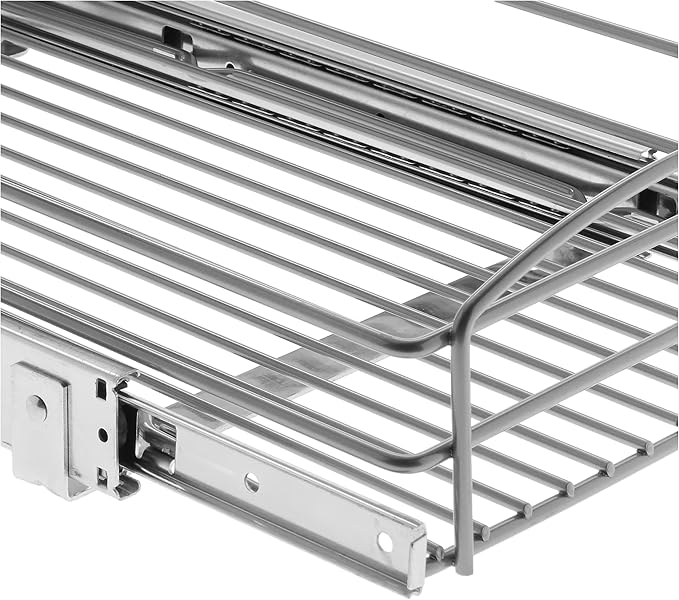 Knape & Vogt RS-MUB-11-FN 5 in. H x 12 in. W x 20 in. D Multi-Use Pull-Out Basket Cabinet Organizer in Silver