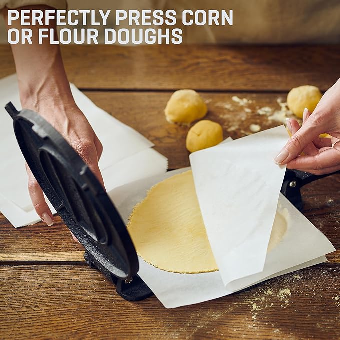 Uno Casa Tortilla Master Kit - Tortilla Press 8 Inch with 10.5 IN Comal Pan, 4 Taco Holders, and Tortilla Warmer - Complete Taco Tuesday Kit, Rotis, and Quesadillas - Unique Gift for Friends or Family