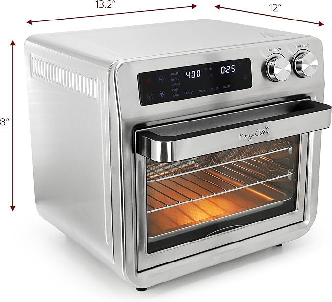 MegaChef 25 Quart Digital Electric Multi-Function Air Fryer and Counter Top Oven with Broil, Bake & Toast
