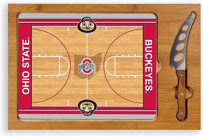 PICNIC TIME NCAA Icon Glass Top Cutting Board & Knife Set, Cheese Boards Charcuterie Boards, Serving Platter, (Parawood & Bamboo)