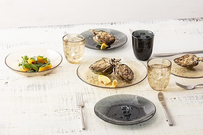 Fortessa Los Cabos Glass Dinnerware Collection, Cereal Salad Fruit Bowl (Set of 4), 6 Inch/21oz, Ginger Root