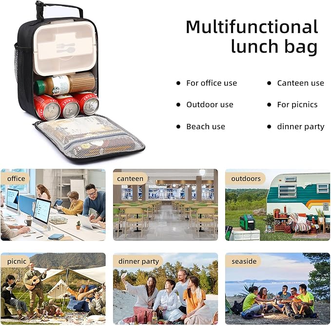 Lovoeo Lunch box Lunch bag for men women Insulated Lunchbox Lunch bags for Work Picnic Travel (Thicken grey)