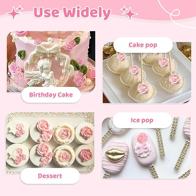 YunKo Rose Flower Fondant Mold Mini Chocolate Mold for Decorating Cake Candy Chocolate DIY Cake Decorating