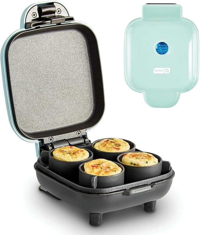 Dash Deluxe Egg Bite Maker - Electric Egg Bite Maker for Healthy Protein Snacks - Quick Cleanup, Space-Saving Design & Non-Slip Feet - 4 Servings, Aqua