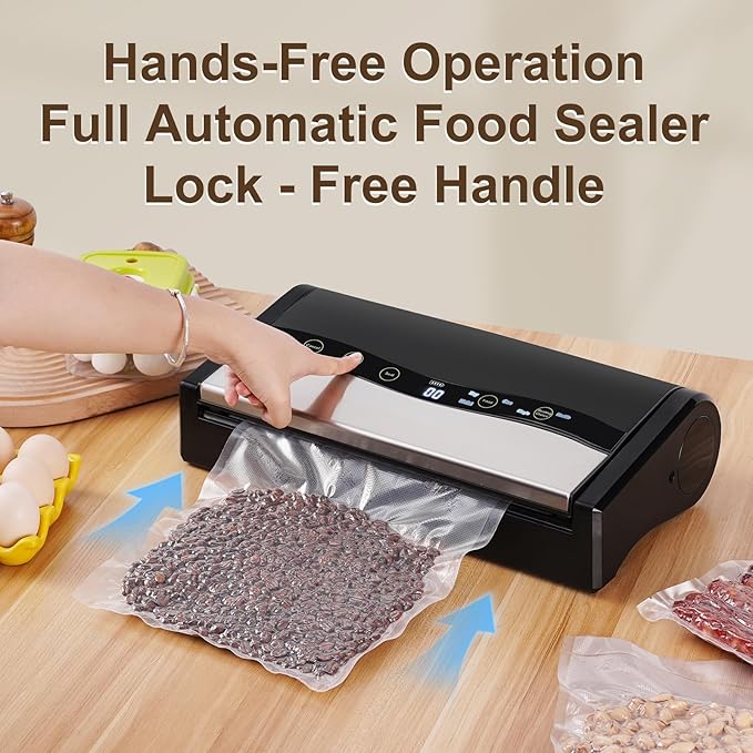 Food Vacuum Sealer Machine, Automatic Commercial Vacuum Sealer for Food With Bags, Double Heat Seal, 75kpa Strong Suction, Dry & Moist Mode and External VAC, Build-in Cutter & Storage
