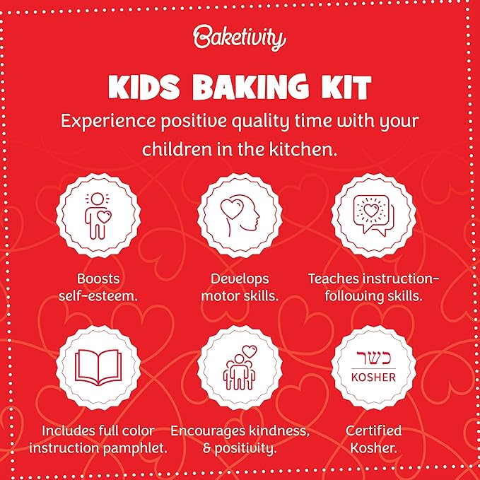 Kids Baking Kit by Baketivity + Highlights Magazine Booklet | Kindness Themed Baking Set for Kids | DIY Arts and Crafts Set | Heart Shaped Sprinkle Cookies | Kosher