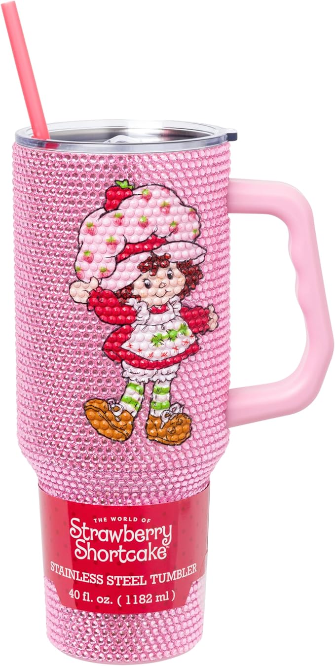 Silver Buffalo Strawberry Shortcake 40oz Stainless Steel Rhinestone Tumbler