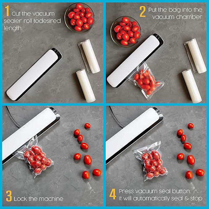 Houseables Vacuum Seal Bags, Vacuum Sealer Rolls, Sous Vide Bags, Food Saver Rolls, 2 Pack, 11 Inch & 8 Inch x 50FT, Commercial Grade, Vaccum Sealed Storage, Microwave & Freezer Safe, Store A Meal
