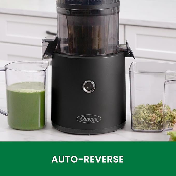 Omega Effortless Batch Cold Press Juicer - Hands Free Vegetable and Fruit Masticating Juicer Machine with 68-oz. capacity, Extra Large Hopper No-Prep whole recipe juicing, Easy Clean, 150-Watts, Black