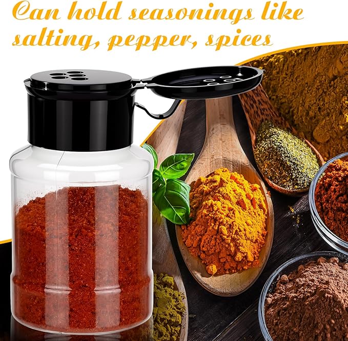Amyhill 100 Pcs Plastic Spice Bottles Spice Jars with Black Cap Seasoning Jars Shaker 2 Oz/ 60ml Clear Bottle Containers with Shaker Lids for Storing for Spices, Herbs, Powders, Glitters Supplies