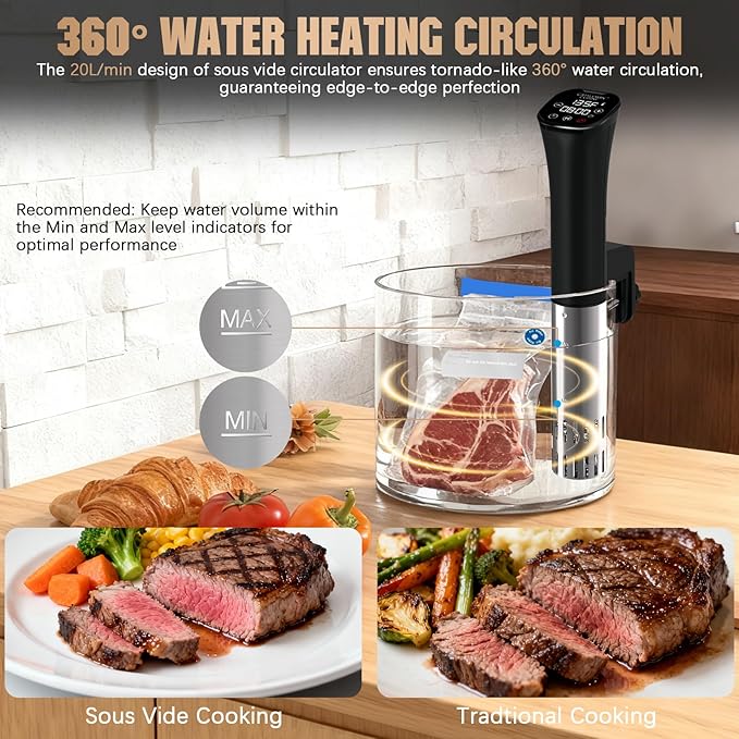 CATTLEMAN Sous Vide Cooker, Wine Chiller, 1000W, Immersion Circulator Sous Vide Machine, Suvee Cooker with Accurate Temperature & Timer, Fast Heating, Cookbook, Easy to Store, Home Kitchen Use