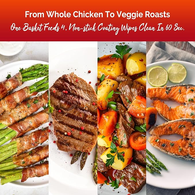 5.8QT Digital Air Fryer with Viewable Window, Air Frying, Reheat, Easy for Frozen Food, Snacks, Dinner, Large Square Basket than Round, Portable for Family & Apartment, Gift Box Included