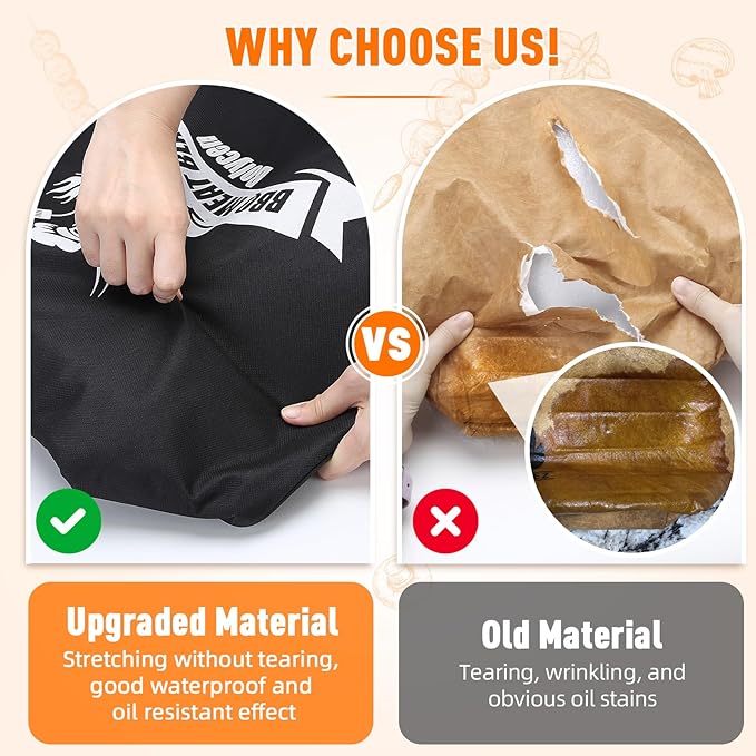 Upgraded BBQ Blanket for Resting Meat - Smoker Accessories Brisket Blanket - Insulated Meat Resting Bag with Wide Mouth for Steak/ Pork Shoulder/ Turkey - Thanksgiving Christmas Stocking Stuffers Birthday BBQ Accessories Grilling Gifts for Men Dad(21inch)
