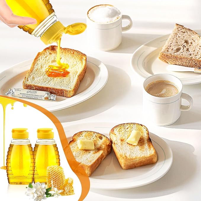 8.8 oz Clear Honey Bottles Bulk, 32 Pcs Squeeze Honey Jar with Flip Lid Empty Refillable Honey Container Leakproof Honey Squeeze Bottle for Storing and Dispensing