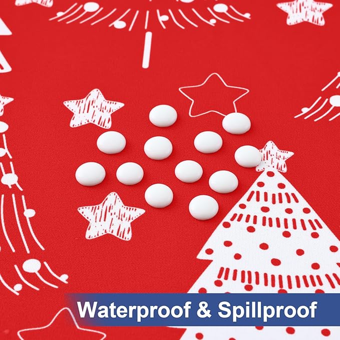 homing Rectangle Table Cloth Cover, Waterproof Polyester Elastic Fitted Tablecloth, Fits for 6 Foot Folding Tables, Washable Table Protector for Christmas, Holiday, Party (Christmas Tree, 30" x 72")