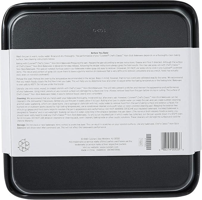 Cuisinart 9-Inch Chef's Classic Nonstick Bakeware Square Cake Pan, Silver
