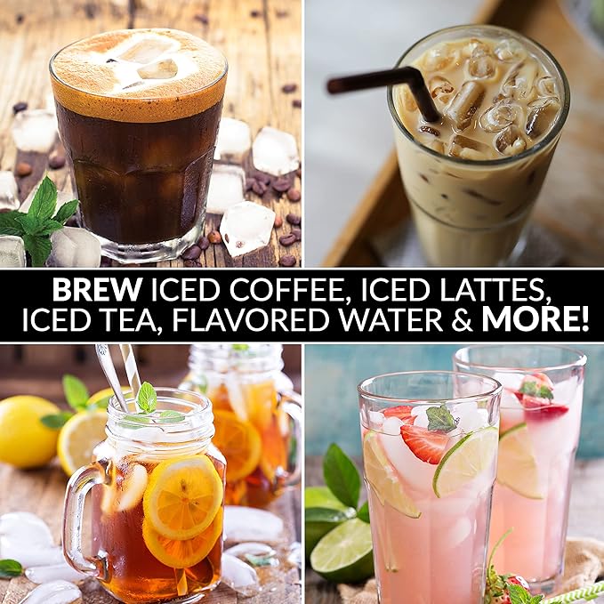 Nostalgia 3-Quart Iced Tea & Coffee Brewing System With Double-Insulated Pitcher, Strength Selector & Infuser Chamber, Also Perfect For Lattes, Lemonade, Flavored Water, Black