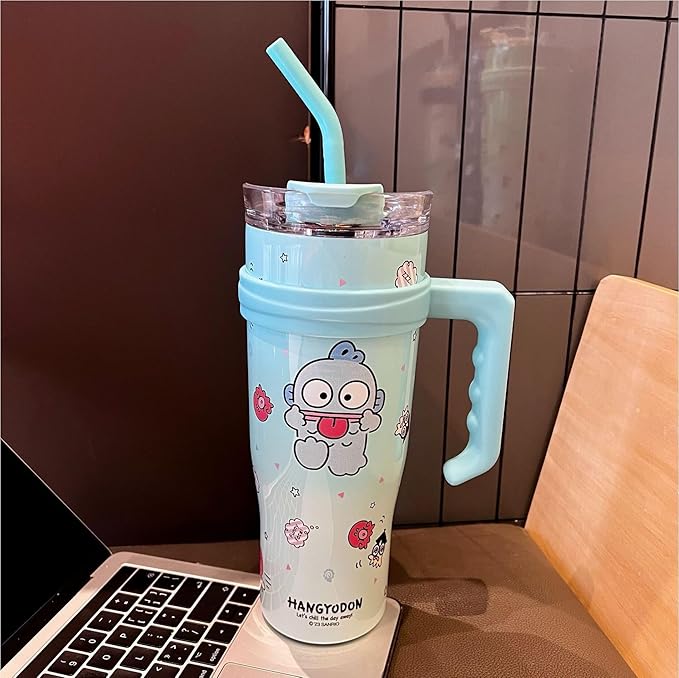 Hangyodon Stainless Steel Insulated Tumbler with Lid, Straw & Handle 1200ml - XL Size