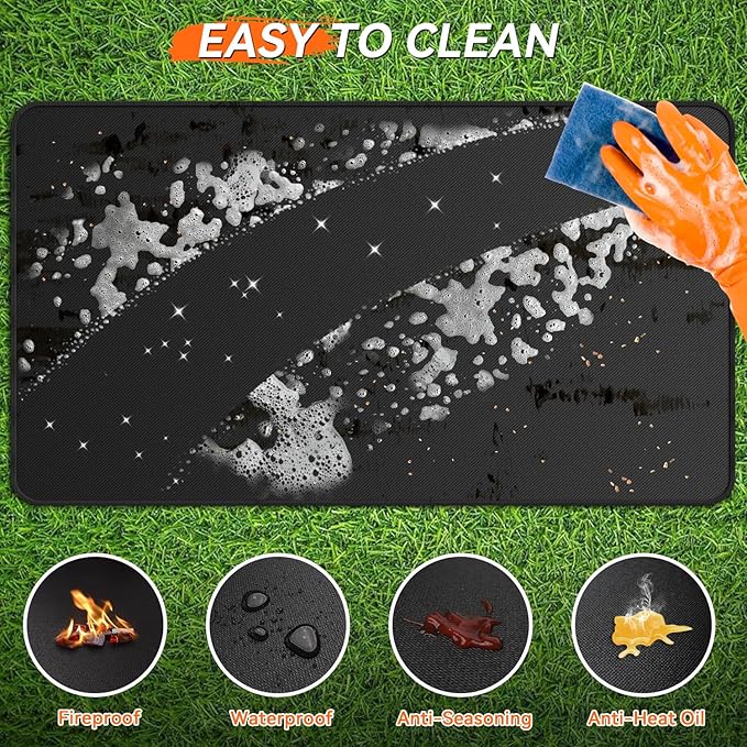 48x30 inches Large Under Grill Mats for Blackstone, Double-Sided Fireproof Outdoor Grill Protective Mat, Oilproof Waterproof BBQ Fire Pit Fireplace Mat