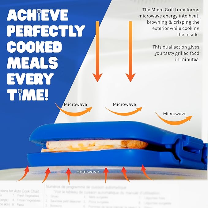 Classic™ Microwave Sandwich Maker, Microwave Grill, Toaster, 3 Minute Grilled Cheese Sandwich Maker, Thick Silicone Cover, Safe Food Grade, Panini Press, Dishwasher Safe (Blue, Regular)