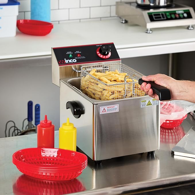 Winco EFS-16 Deep Fryer, electric, countertop single well, Silver, 16.14 x 9.65 x 13.58 inches