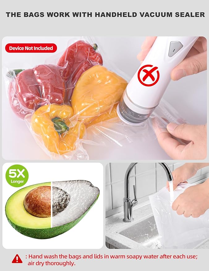 Vacuum Sealer Bags, Reusable Vacuum Zipper Bag, BPA Free Heavy Duty Vacuum Storage Bag for Food 15 Bags (15 Medium Bags (10.24x11.02 in))