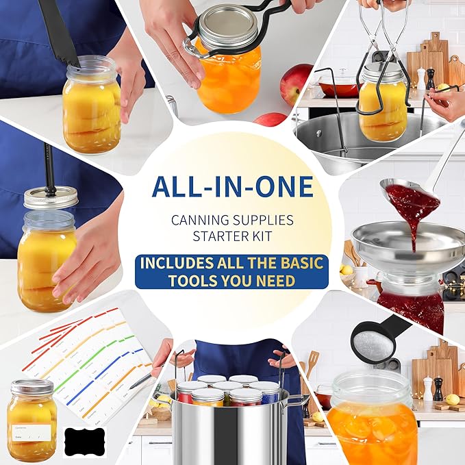 Gemfino Canning Supplies Starter Kit with Canning Rack,Canning Kit for Beginners