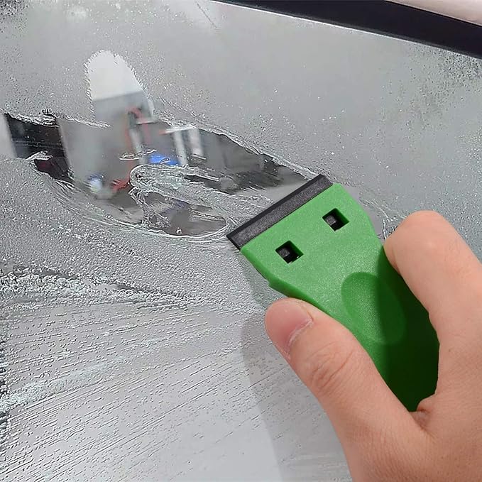 EHDIS 1.5" Plastic Razor Scraper with 10pcs Double Edged Plastic Blades for Removing Labels Stickers Decals on Glass Windows (Green)