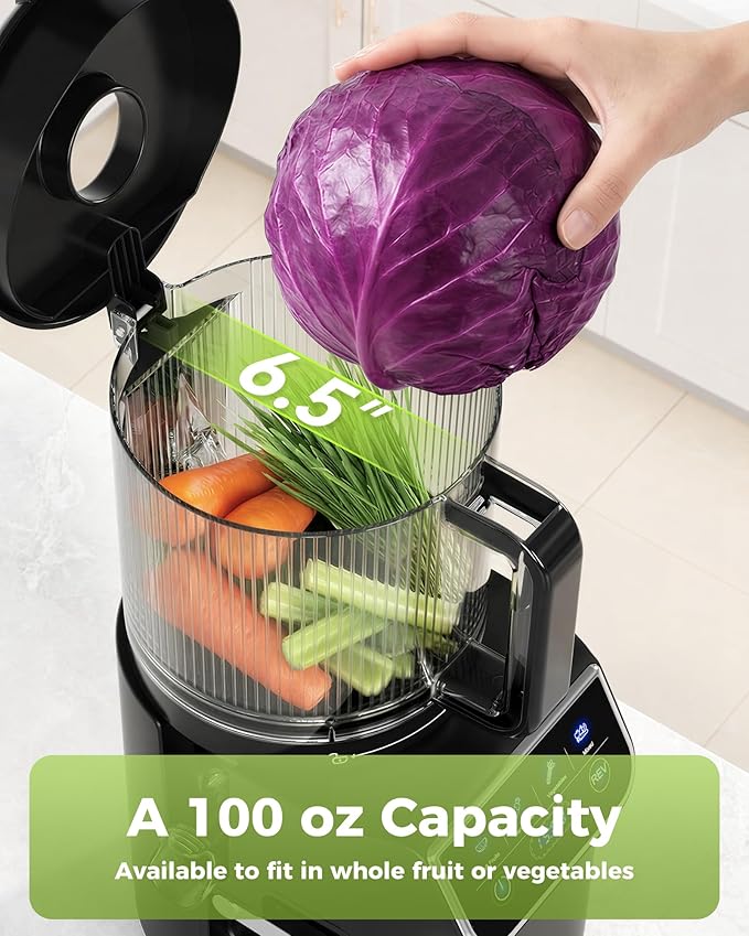 TUUMIIST 3-in-1 Cold Press Juicer Machine, Smart Touch Masticating Juicers for Whole Fruit & Vegetable, 6.5" Wide Chute Slow Juicer for Nut Milk & Sorbet, High Yield, 100oz Large Capacity, Easy Clean