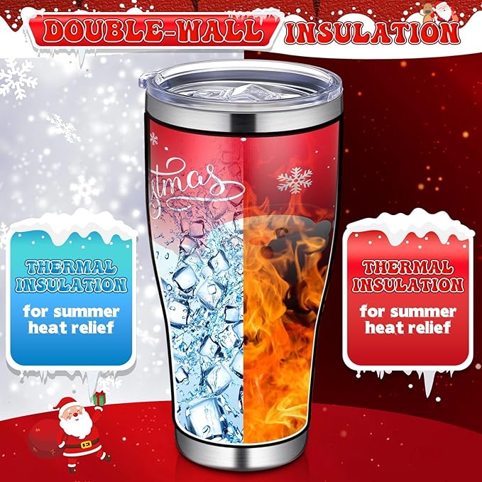 Mifoci 6 Pcs Christmas Tumblers 30oz Stainless Steel Christmas Travel Coffee Cup Double Insulated Vacuum Tumbler with Lid Straw Santa Claus Holiday Mug Gifts for Coworker Team Teacher(Novelty)