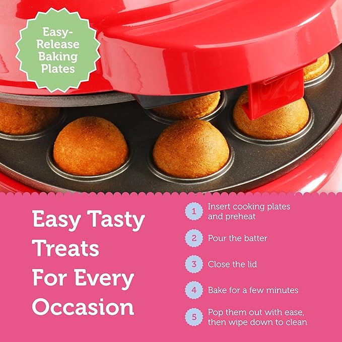 Babycakes 3-in-1 Removable Plate Treat Maker - Baking Gadgets for Cake Pops, Cupcakes & Donuts - Mini Kitchen Appliance & Baking Tool - Gift for Bakers - Includes Non-Stick Baking Plates