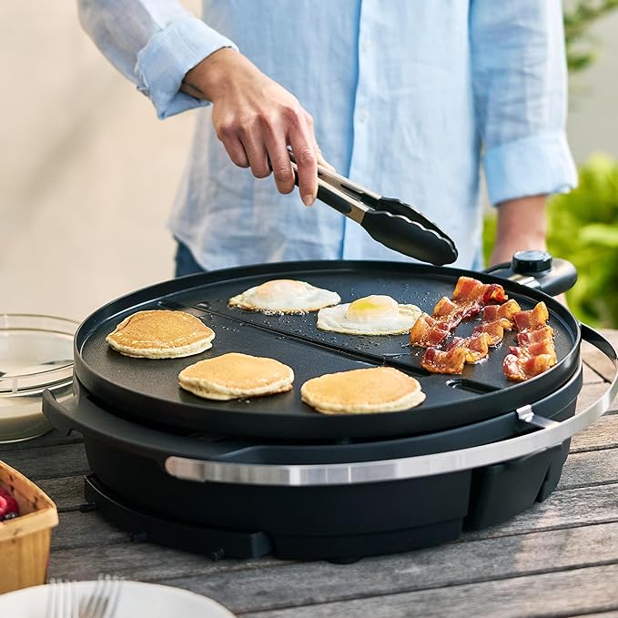 GreenPan 2-in-1 Portable Indoor/Outdoor Electric Grill & Griddle, Forest Green