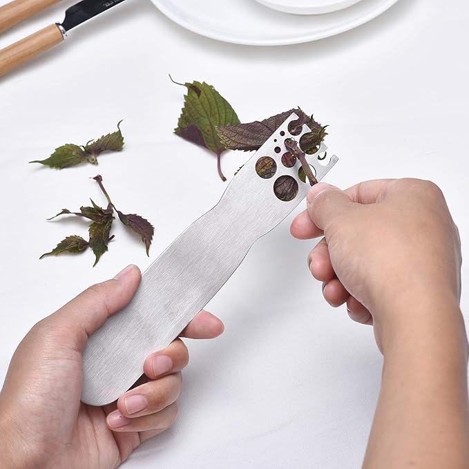 Herb Stripper, Stainless Steel herb Leaf Zip Tool for Kale, Chard, Collard Greens, Thyme and Rosemary
