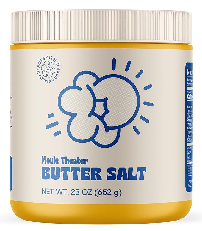 Popsmith Popcorn Butter Flavored Popcorn Salt - 23oz Jar - Movie Theater Popcorn Seasoning Powder - Vegan and Kosher - Butter Popcorn Seasoning Salt Made in USA