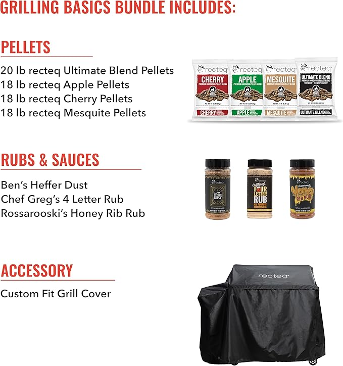 recteq X-Fire Pro 825 Wood Pellet Smoker Grill, Wi-Fi Electric Pellet Grills, Dual Cooking Modes for Hot and Fast + Low and Slow Cooking (Grill + Basics Bundle)