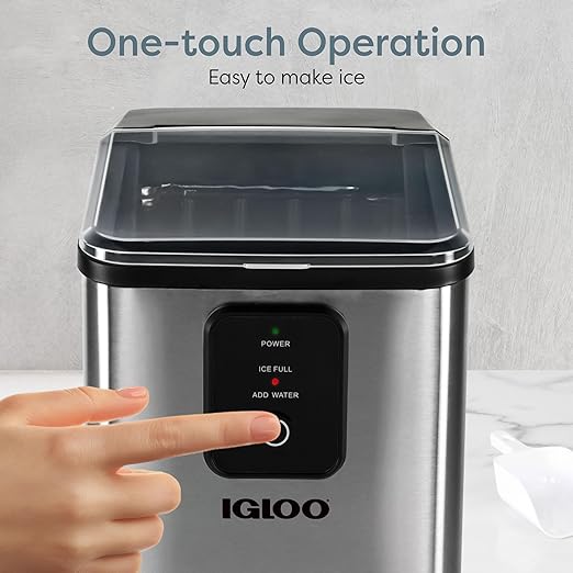 Igloo Portable Ice Maker with Scoop - Countertop Ice Maker with LED Control Panel & 1.5 Quart Water Tank - Ice Cube Maker Produces 26 Lbs. of Ice in 24 Hours with 9 Large or Small Cubes in 7 Minutes