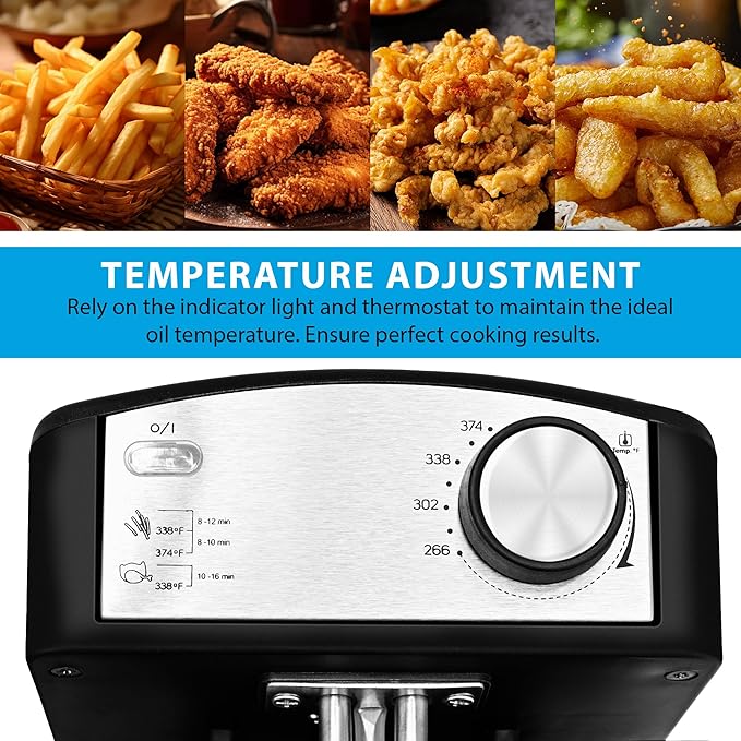 Pukomc Electric Double Deep Fryer with 2 Baskets & Lids, 3L Stainless Steel Removable Double Fryer,Temperature Control,Overheat Protection,3000W