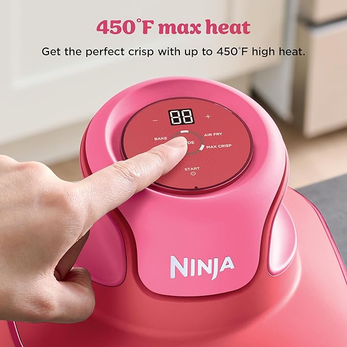 Ninja Crispi 4-in-1 Glass Air Fryer | 450°F | Non-Toxic | 4QT & 6-Cup Glass Containers w/Lids | Microwave, Freezer, Dishwasher Safe | Max Crisp, Air Fry, Bake, Recrisp | Cherry Crush | FN101DR